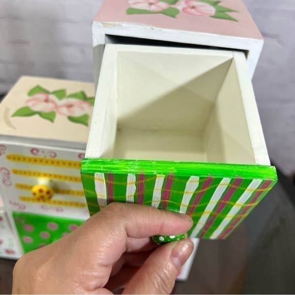 Hand painted 6 compartment organizer with drawers. 90s - Picture 10 of 15